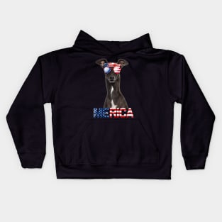 Merica Greyhound Dog American Flag 4Th Of July Kids Hoodie